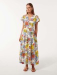 Jacqueline Puff Sleeve Tiered Midi Dress - 20 Sorrento Tile