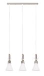 Pendant Satin Chrome With White Glass -3 Light