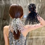 1PC Elegant Scrunchie Flower Faux Pearl Hair Tie For Spring And Summer Soft And Comfortable Mesh Fashion Large Hair Rope
