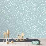 Floral Duck Egg Wallpaper - 1.2M Wide X 3M High Non-adhesive Requires Wallpaper Glue