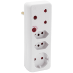 Switched 4-WAY Medium Surge Adaptor With Schuko White