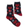 Kids Black Anklet Socks W/ Hearts - Factory Plaza