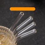 6PCS Glass Straw Juice Cup Accessories High Borosilicate Glass Transparent Material Non-disposable Reusable Cup Pairing. 3 Strai