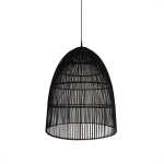 Elongated Dome Rope Pendant Light Black