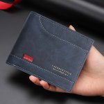 1PC New Men's Short Wallet Fashionable Patchwork Pu Leather Horizontal Wallet Multiple Card Slots Multi-functional Card Bag With
