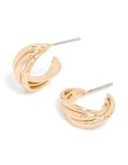 Goldair Gold Twisted Slope Ribbed Hoop Earrings