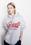 Oversized Printed Zip-through Hoodie - Light Grey Marl Nfl