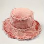 Vintage Bucket Hat Frayed Denim Bucket Hats Wide Brim Outdoor Sun Hats Summer Beach Cap