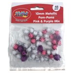 Pom-poms 10MM Pink And Purple Metallic