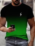 Men's Gradient Color Lightning Graphic Print T-Shirt Short Sleeve Crew Neck Tee Men's Clothing For Summer Outdoor