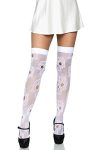 Leg Avenue Women's Spooky Halloween Fishnet Thigh Highs Tights White One Size Us