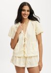 Cotton On Winnie Woven Sleep Set - Yellow Dream white
