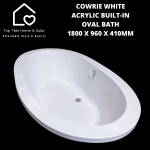 Cowrie White Acrylic Oval Built-In Bath - 1800 X 960 X 410MM