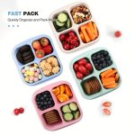 1PC Snack Container Divided Bento Box Lunch Box With Transparent Lid Reusable Meal Lunch Container 4 Compartments Food Storage C