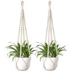 Boho Chic 88.9CM Macrame Plant Hanger With Wood Beads - Versatile Indoor/outdoor Decorative Flower Pot Stand Perfect For Home & 