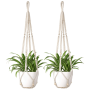 Boho Chic 88.9CM Macrame Plant Hanger With Wood Beads - Versatile Indoor/outdoor Decorative Flower Pot Stand Perfect For Home & Garden