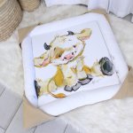Playmat Cow Cute Fluffy Cow Sleeping Set Neutral