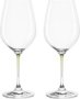 Clear Wine Glass Green Stem La Perla Set Of 2