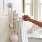 No Drill Swivel Towel Rack With 4 Bars And Hooks
