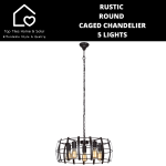 Rustic Round Caged Chandelier - 5 Lights