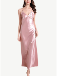 Marilyn Satin Slip Maxi Dress - Rose - Small