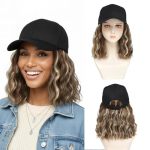 Alirobam Synthetic Wig Hat With Natural Wave Hair Extensions Attached For Woman Baseball Cap Wig Mix Brown Blonde Short Curly Wa