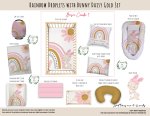 Cot Duvet Bedding Rainbow Droplets With Bunny Daisy Gold Set
