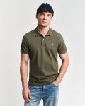 Mens Regular Shield Short Sleeve Pique Polo Shirt In Green - Green 3XL