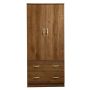 Dark Wooden Wardrobe With Large Capacity And Drawers
