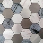 Hexagon Adhesive Mosaic Tile Aluminium & Ice Blue Mix