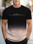 Men's Novelty 3D Letter Gradient Print T-Shirt Casual Fashion Tee Street Style Short Sleeve Crew Neck Shirt