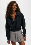 Cotton On Baseline Cropped Rib Panelled Anorak - Black