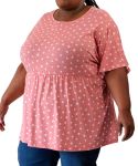 Ladies Polka Dot Babydoll Tunic - 60 Blush wh