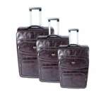 Smte Nexco Luggage Set Of 3 Pu Leather Travel Suitcases 282422 Burgundy With Keychain