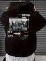 New York City View Print Men's Casual Cozy Kangaroo Hooded Pullover Trendy Long-Sleeved Hoodie Sweatshirt Perfect Versatile Top For Autumn Winter