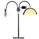 Beemingle Half Moon Lash Light For Lash Tech 3-IN-1 Professional Esthetician Light With Uv Lash Lamp & Phone Holder Adjustable H