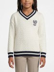Polo Girls Amara V Neck Cable Knit Off White - Off White 13 To 14