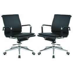 Classic Pu Flat Cushion Medium Back Office Chairs - 2 Per Box