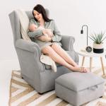 Classic Rocker - Assorted Colours - Combo 1 - Include A Footstool And Feeding Pillow - Stone