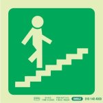 Photoluminescent 190MM Safety Sign -E8-RUNNING Man On Stairs Going Up And Right