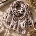 Multi Animal Print Heart Raw Edge Scarf - Blush Free
