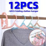 12PCS 6PCS Folding Clothes Hanger Travel Outdoor Business Trip Portable Shop Dormitory Drying Hanger Foldable Underwear Socks Ra