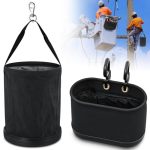 Siltriangle 2 Pack Canvas Bucket And Oval Tool Bag Bucket Tool Organizers With Plastic Bottom Metal Hook For Lineman Organizing