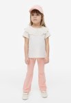 Flared Cotton Leggings - Light Pink