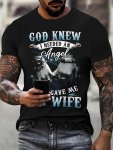 Men's Novelty My Wife Letter Print Short Sleeve Crew Neck T-Shirt Summer Outdoor