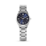 Mens Silver Tone Blue Dial Bracelet Watch