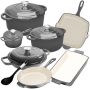 12 Piece Combo Set - Heavy Duty Premium Durability Cast Iron Cookware Set