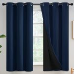 Yakamok Navy Blue Curtains 100% Blackout Curtains For Bedroom - Grommet Thermal Insulated Full Room Darkening Block Out Curtains