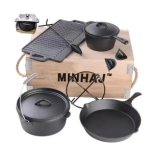 Minhaj – Pre-seasoned 7 Piece Heavy Duty Cast Iron Dutch Potset