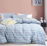 Linen-boutique Washed Cotton Duvet Set 4 Pieces - Stripes Lightsteelblue